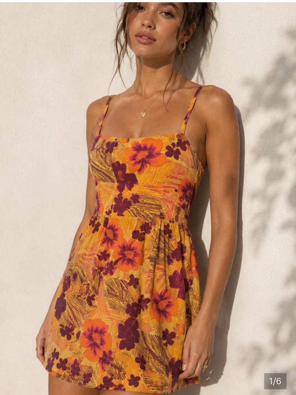 Urban Outfitters Orange & Purple Floral Mini Dress